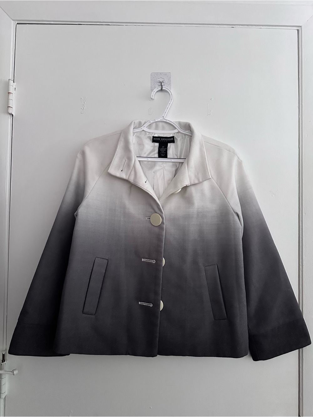 Petite Sophisticate Ombre Blazer Jacket in Cream and Gray